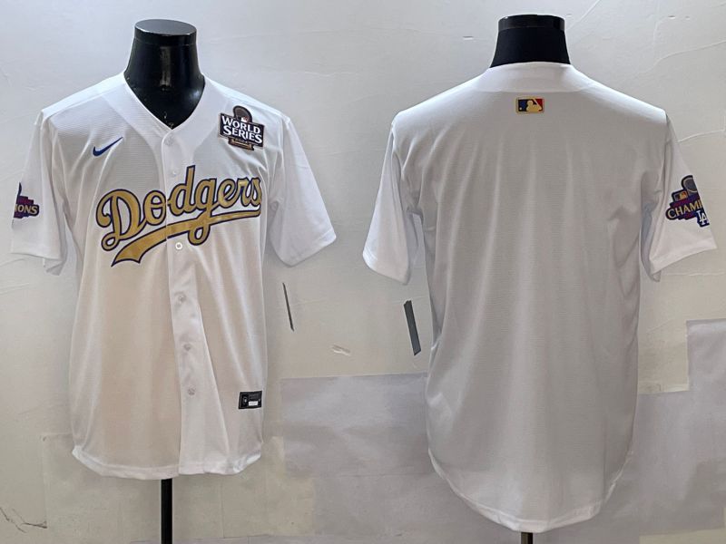 Men Los Angeles Dodgers Blank White Champion gold character 2025 Nike MLB Jersey style 3->philadelphia phillies->MLB Jersey